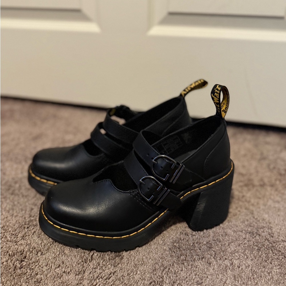 Dr Martens EVIEE SENDAL LEATHER HEELED SHOES - Picture 4 of 13